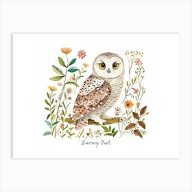 Little Floral Snowy Owl 3 Poster Art Print