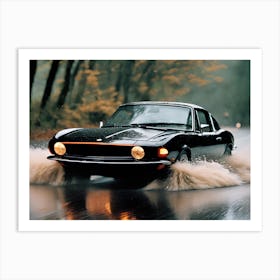 Classic Car In The Rain Art Print