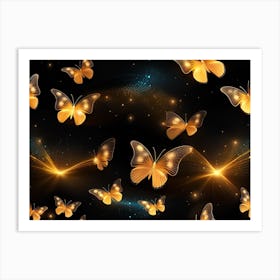 Golden Butterflies 9 Art Print