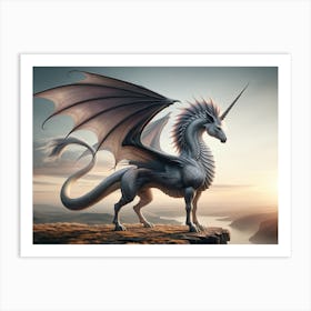 Magical Unicorn-Dragon Fantasy Art Print