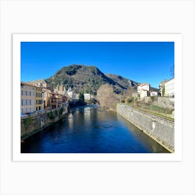 River Ariege In the town of Foix in France Art Print