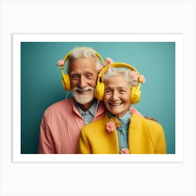 Senior Couple Listening To Music Art Print