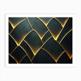 Golden Lines On A Dark Background 2 Art Print