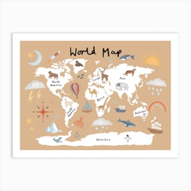 World Map In Sand Art Print