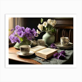 Book And Flowers Art Print