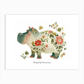 Little Floral Hippopotamus 3 Poster Art Print