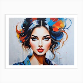 Woman With Colorful Hair Art Print