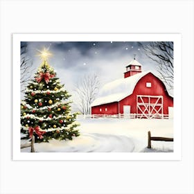 Christmas Barn 2 Art Print