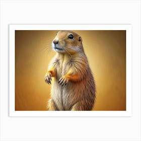 Prairie Dog Standing On A Brown Background Art Print