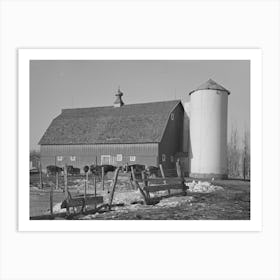 Farmyard, Silo, Barn And Herd Of Cattle On G H West S Farm Near Estherville, Iowa, This Farm Is Owner Operated By Art Print