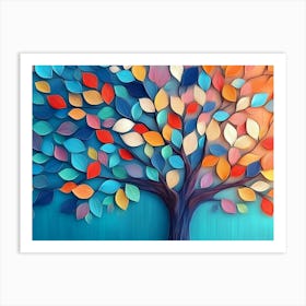 Colorful Tree with Leaves on Hanging Branches 14 Art Print