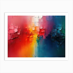 Abstract Rainbow Colour Palette Knife Oil Painting 3 Art Print