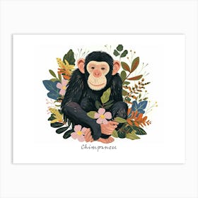 Little Floral Chimpanzee 3 Poster Art Print
