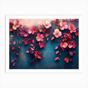 Elegant Colorful With Vibrant Leaves Hanging Branches 3 Art Print