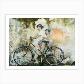 Children On A Bicycle Art Print