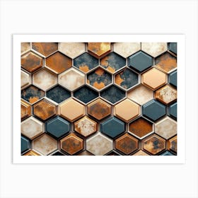 3d Hexagonal Honeycomb Pattern Art Print