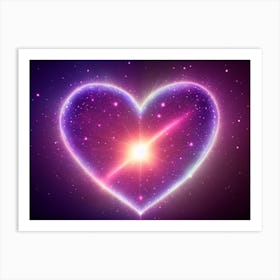 A Colorful Glowing Heart On A Dark Background Horizontal Composition 7 Art Print