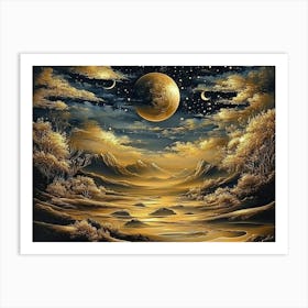 Moon And Stars 2 Art Print