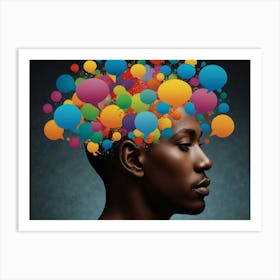 Man With Balloons In His Head Art Print