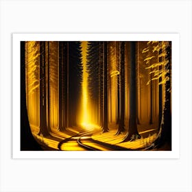 Golden Light In The Forest Art Print