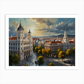 Cityscape Of Madrid Art Print