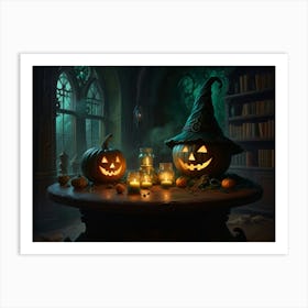 Witches And Pumpkins 1 Art Print