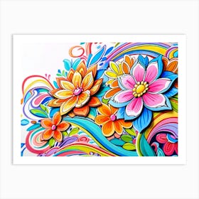 Colorful Flower Painting Art Print