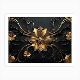 Golden Flowers 9 Art Print