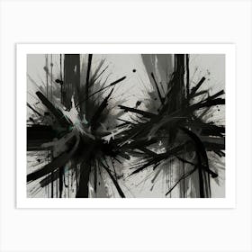 Abstract Black And White Painting 1 Art Print