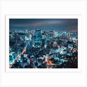 Tokyo Skyline At Night Art Print