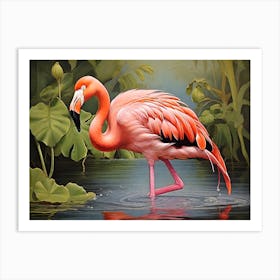 Beautiful Flamingo In Water Art Print