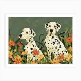 Floral Animal Illustration Dalmatian 2 Art Print