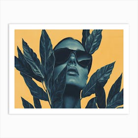 Portrait Of A Woman With Leaves 2 Art Print