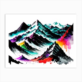 Watercolor Mountains Art Print