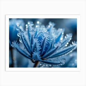 Icy Microcosm Frozen Reality Captured In Macro Photography Frost Patterns Covering Minute Flora C Art Print