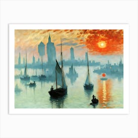 Sunrise Over The Seine Art Print