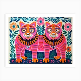 Siberian Tiger 3 Folk Style Animal Illustration Art Print