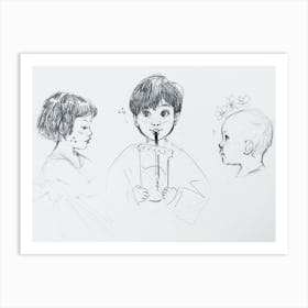 Sketch Of A Group Of Children Art Print