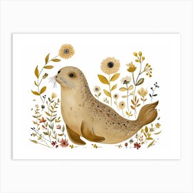 Little Floral Harp Seal 3 Art Print