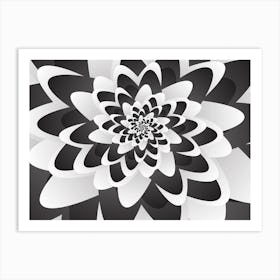 Monochrome Flower Spiral Pattern 2 Art Print