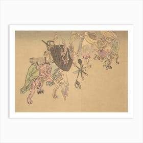 Night Parade of A Hundred Demons Kawanabe Kyosai Vintage Japanese Woodblock Print Yokai 15 Art Print