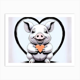 Swine Love A Pig With A Heart Art Print