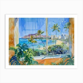 Honolulu From The Window View Painting 1 Art Print
