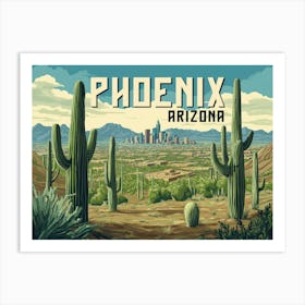 Phoenix Arizona - Retro Desert Cityscape Affiche