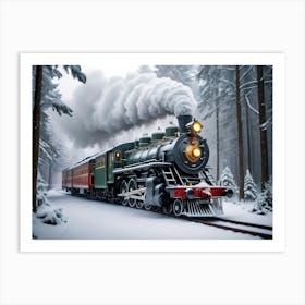 Christmas Train In The Woods Art Print