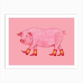 Marjorie The Cowgirl Pig Animal Art Print