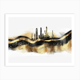 Gold Cactus Painting Art Print