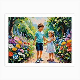 Kids In The Garden Art Print