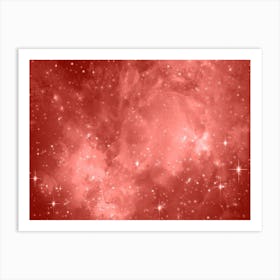Coral Pink Galaxy Space Background Art Print