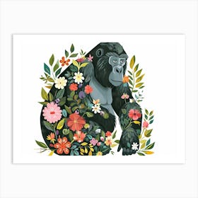 Little Floral Gorilla 2 Art Print
